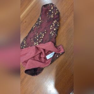 Garlands Of Grace Headcovering Brown Lace And Maroon With Gold